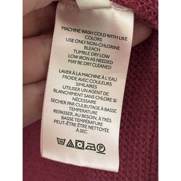 We The Free Asher Thermal Knit Oversized V-Neck Top Large Burgundy Ribbed - Picture 5 of 13